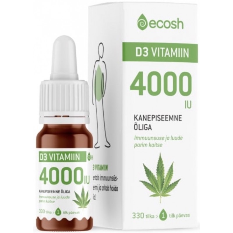 Ecosh D3 Vitamiin, mahe kanepiõli, 4000 IU 10 ml foto